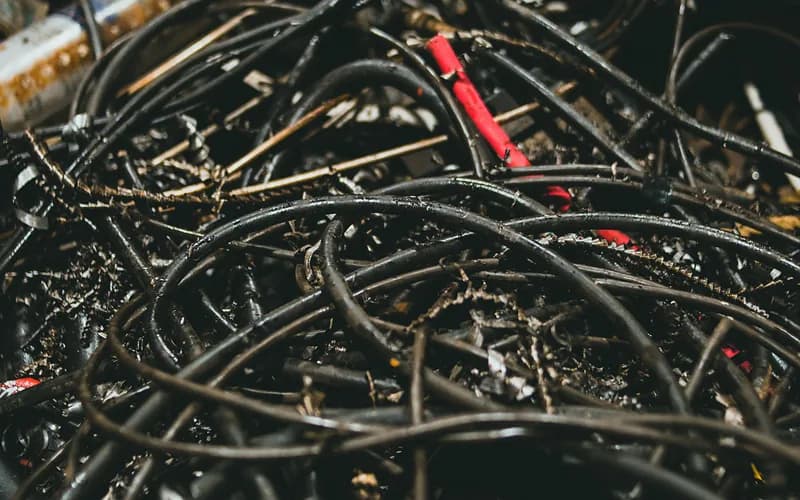 Tangle of insulated electrical cable