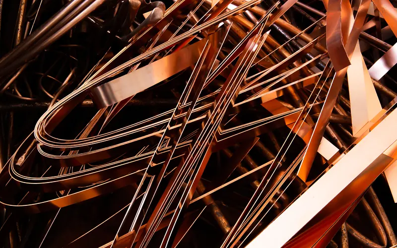 Offcuts of copper strip and wire